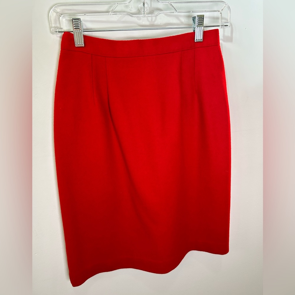 Vintage Briggs Red 100% Wool Pencil Skirt - Picture 2 of 7
